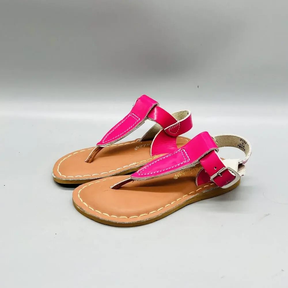 Salt Water Sandals Girls 9 Pink Leather Thong Ankle Buckle Summer Shoes Casual
